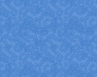 Swirling Leaves HALF YARD Light Royal Blue 27650-441 Wilmington Prints 100% Cotton Fabric