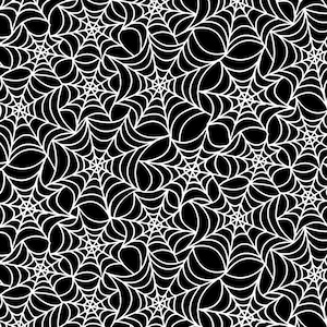 Boo! Glow in the Dark Spider Web HALF YARD Black 244G-99 by Henry Glass 100% Cotton Fabric