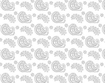 Paisley Toss HALF YARD White-on-White 39085-100 Wilmington Prints 100% Cotton Quilting Fabric