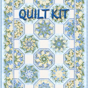 Periwinkle Spring Kaleidoscope QUILT KIT - 64" x 86" - Ready to Ship