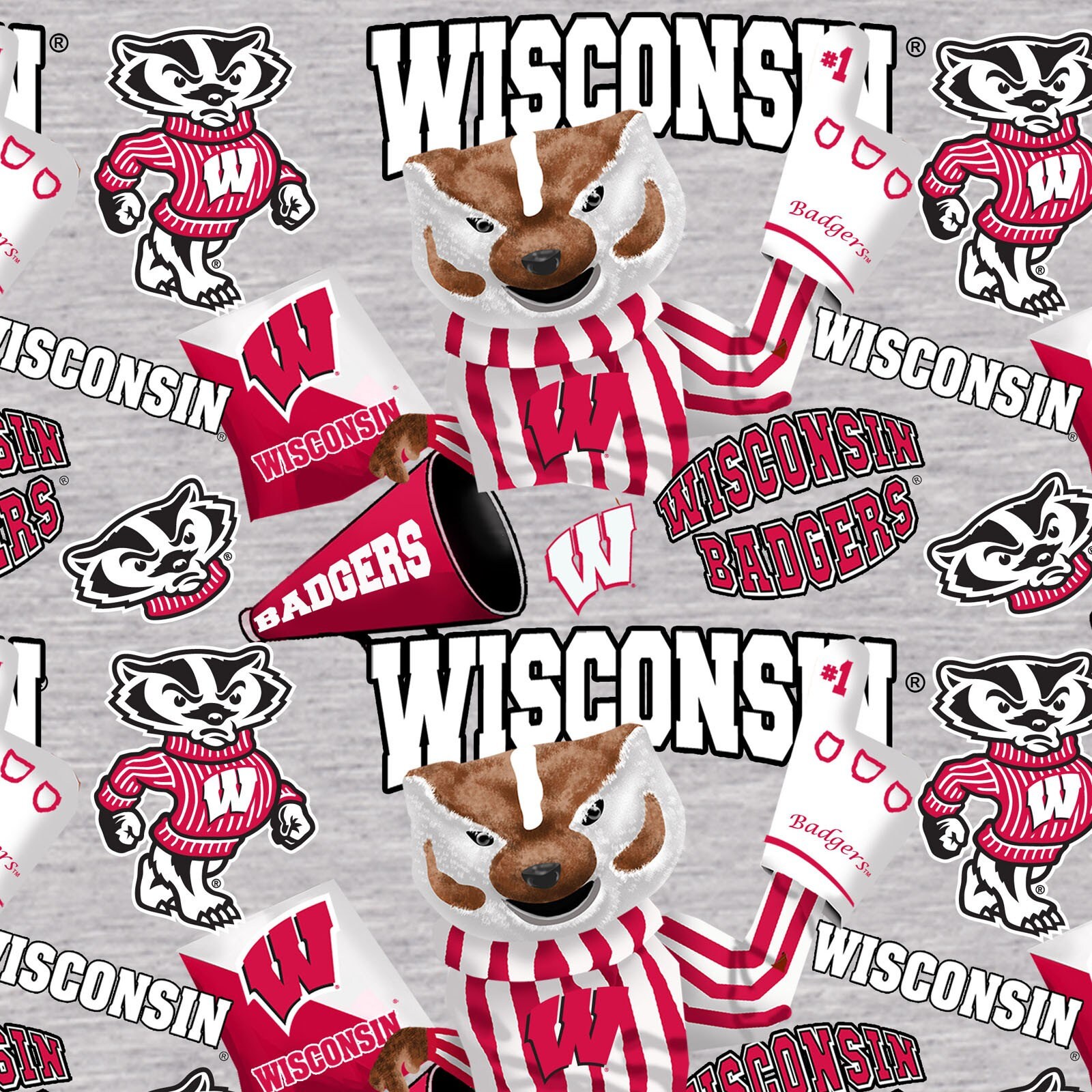 Wisconsin Badgers Mascot Gray/Red NCAA WI-1164 por Sykel | Etsy