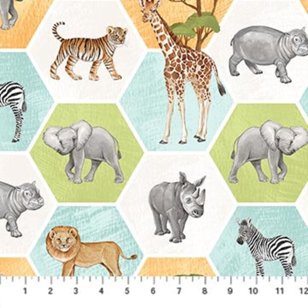 Baby Safari Hexies 2467310 by Northcott 100 Cotton Quilting Fabric