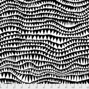 Shark's Teeth HALF YARD Black/White BM060.BLACK Kaffe Fassett 100% Cotton Quilting Fabric - cut continuous
