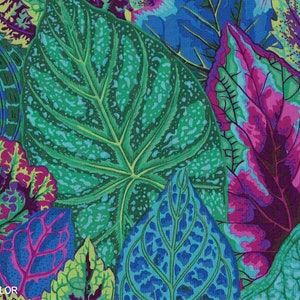 Kaffe Fassett Coleus  HALF YARD Turquoise PJ030.TURQUOISE FreeSpirit 100% Cotton Quilting Fabric