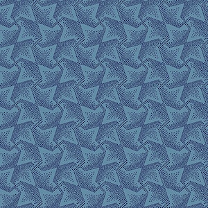 May include: A repeating pattern of stylized star shapes in varying shades of blue. The design features a combination of solid shapes and dotted textures, creating a dynamic and visually interesting surface.