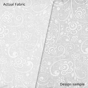 108in Wide Contemporary Floral HALF YARD White on White 48496-WHW Galaxy 100% Cotton Quilting Fabric Wide Backing