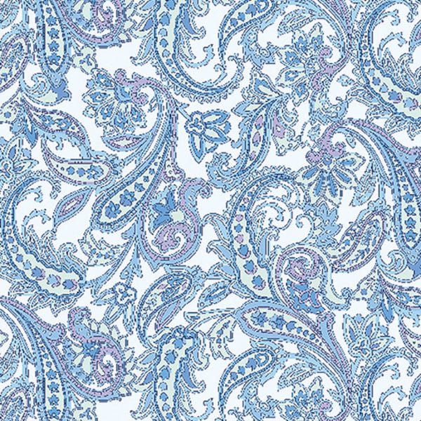 Sleepovers Cozy Slippers Blue Paisley 13575-50 by Pat Sloan / Benartex 100% Cotton Quilting Fabric Yardage