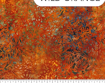 BFFs Batik HALF YARD Wild Orange  81600-59 Banyan Batiks / Northcott 100% Cotton Batik Quilting Fabric