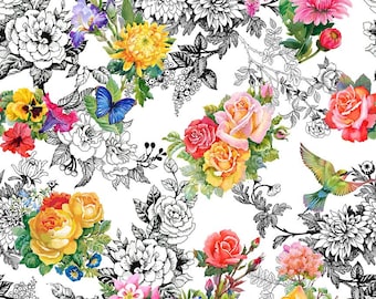 Decoupage Garden Toile 4DC-1 by In The Beginning Fabrics 100% Cotton Quilting Fabric Yardage