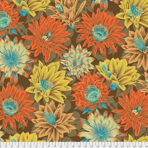 Cactus Flower HALF YARD Brown PJ096.BROWN by Philip Jacobs / Kaffe Fassett 100% Cotton Fabric