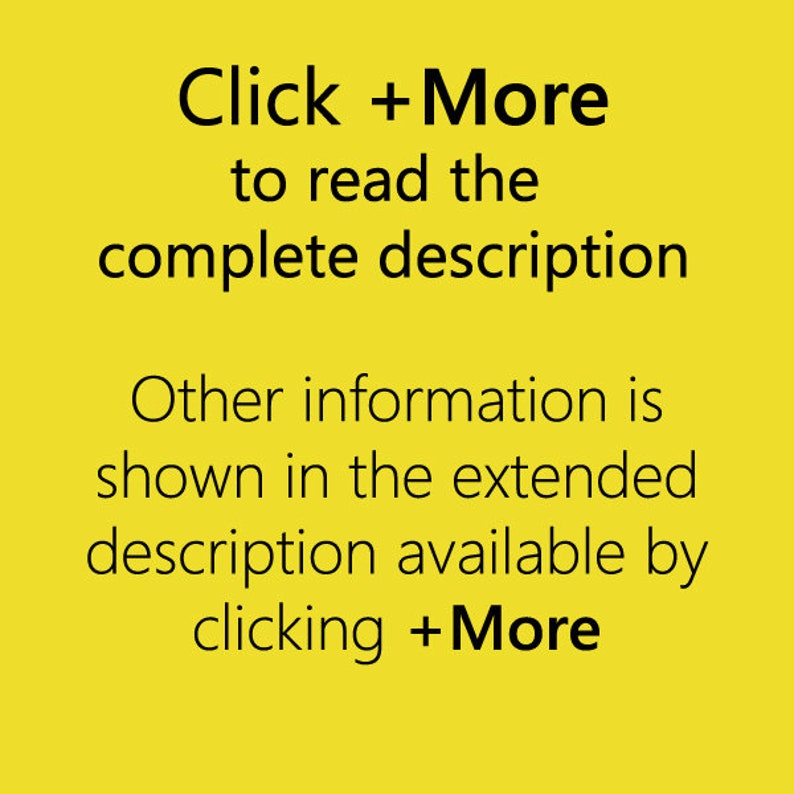 Pode incluir: Texto em um fundo amarelo que diz "Clique em + Mais para ler a descri&ccedil;&atilde;o completa. Outras informa&ccedil;&otilde;es s&atilde;o mostradas na descri&ccedil;&atilde;o estendida dispon&iacute;vel clicando em + Mais."