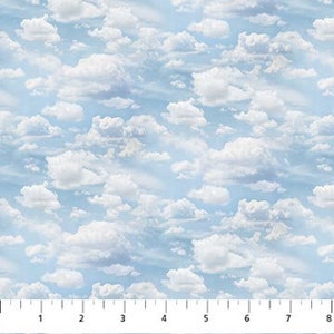 Naturescapes Basics HALF YARD Clouds Light Blue 25490-42 by Northcott 100% Cotton Fabric