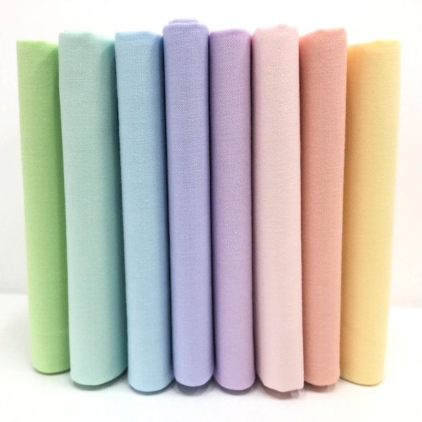 Pastel Solid FABRIC BUNDLE Moda - 100% Cotton Quilt Shop Quality - Eight Fabrics Total