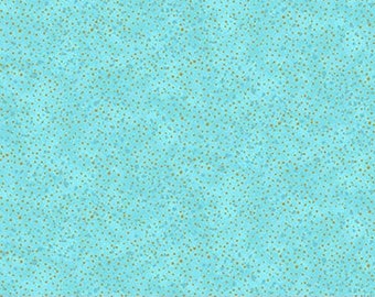 Shimmer Ginkgo Garden Spatter Turquoise/Gold Metallic 26859M-62 by Northcott 100% Cotton Quilting Fabric Yardage