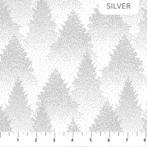 Winterlude Snowy Stand HALF YARD White/Silver 10337M-10 by Patrick Lose 100% Cotton Quilting Fabric