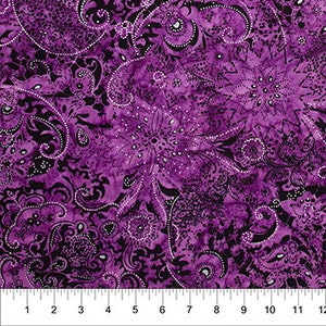 Lustre HALF YARD Amethyst Batik w/Silver Metallic  81221-84 by Banyan Batiks 100% Cotton Batik Fabric