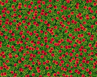 Lavish Poinsettias Packed Berries Forest 28942-F by QT Fabrics 100% Cotton Quilting Fabric Yardage