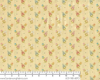 Wildwood Dwelling HALF YARD Sprigs & Tulips Yellow WW25112 Poppie Cotton 100% Cotton Quilting Fabric - cut continuous