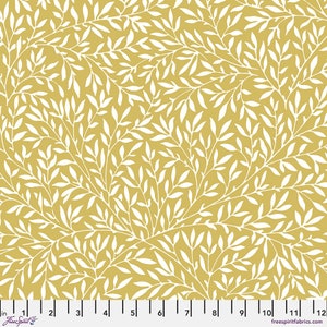 Leicester Standen Lily HALF YARD Yellow WM081.YELLOW by Original Morris & Co / FreeSpirit 100% Cotton Fabric Yardage