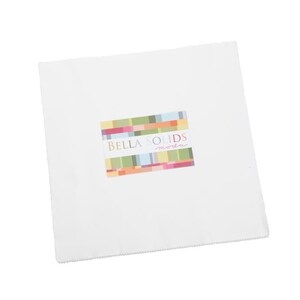 Squares - Bella Solid White 9900LC-98 by Moda 100% Cotton Quilting Precut Fabric Layer Cake