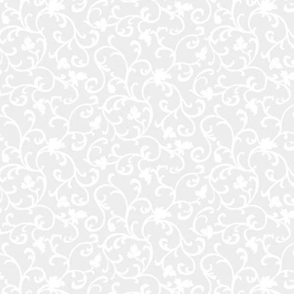 Scrolls - White on White 89025-100 by Wilmington Prints 100% Cotton Quilting Fabric Yardage