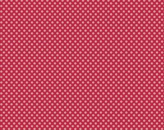 All Our Hearts Micro Floral Red HALF YARD 10518-R Maywood Studio 100% Cotton Fabric - cut continuous