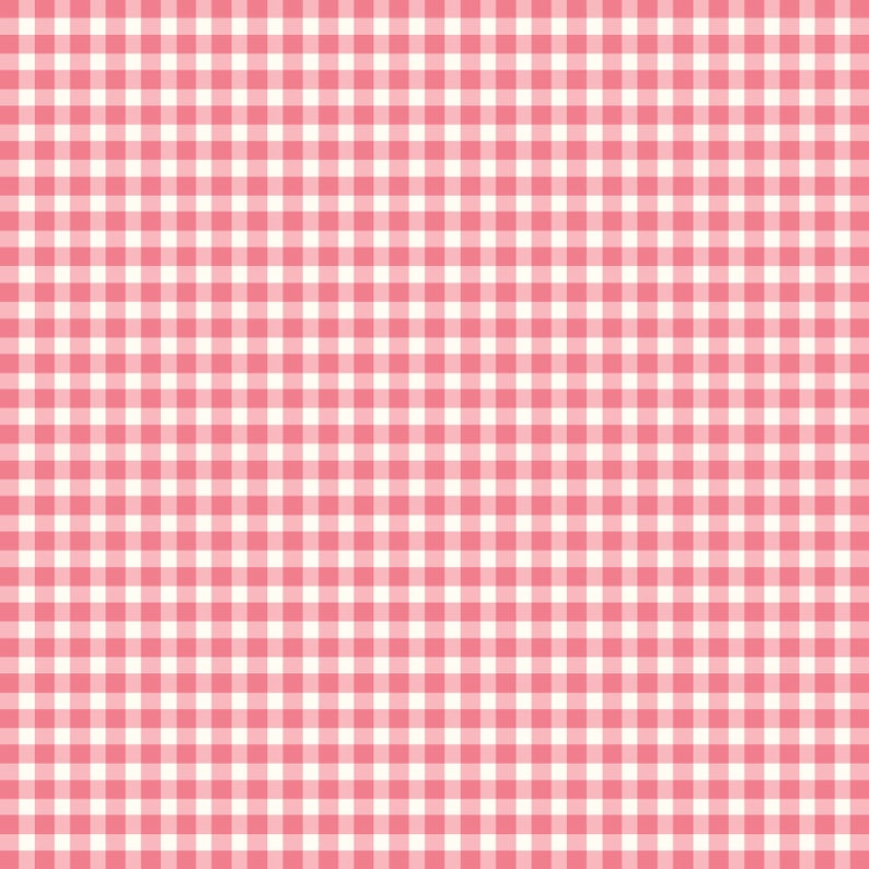 Checks Strawberry Ice Pink 610-P5 by Maywood Studio 100% Cotton Fabric Yardage image 1