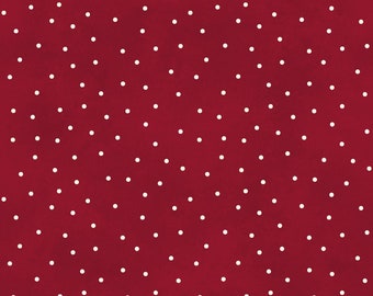 Scattered Dots - Dark Red / Natural Dots 8119-R3 by Maywood Studio 100% Cotton Quilting Fabric Yardage