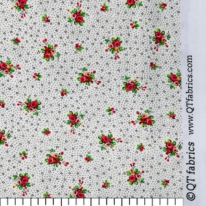 Floral Cache HALF YARD Rose and Dots Red 28888-R QT Fabrics 100% Cotton Fabric