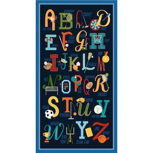 All Star Alphabet Panel 10296-MULT by Michael Miller 100% Cotton Fabric Panel