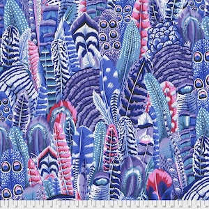 Kaffe Fassett Feathers Cool HALF YARD PJ055.COOL by Philip Jacobs / FreeSpirit 100% Cotton Fabric