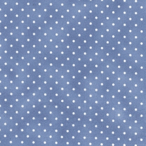 May include: A blue fabric with a white polka dot pattern. The fabric has a subtle texture.