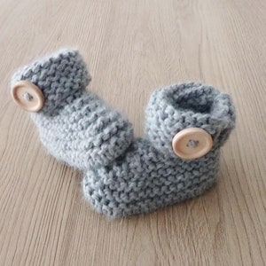 Chaussons bébé chaussons bébé laine laine OEKO-TEX tricot fait main cadeau naissance layette prématuré , image 6
