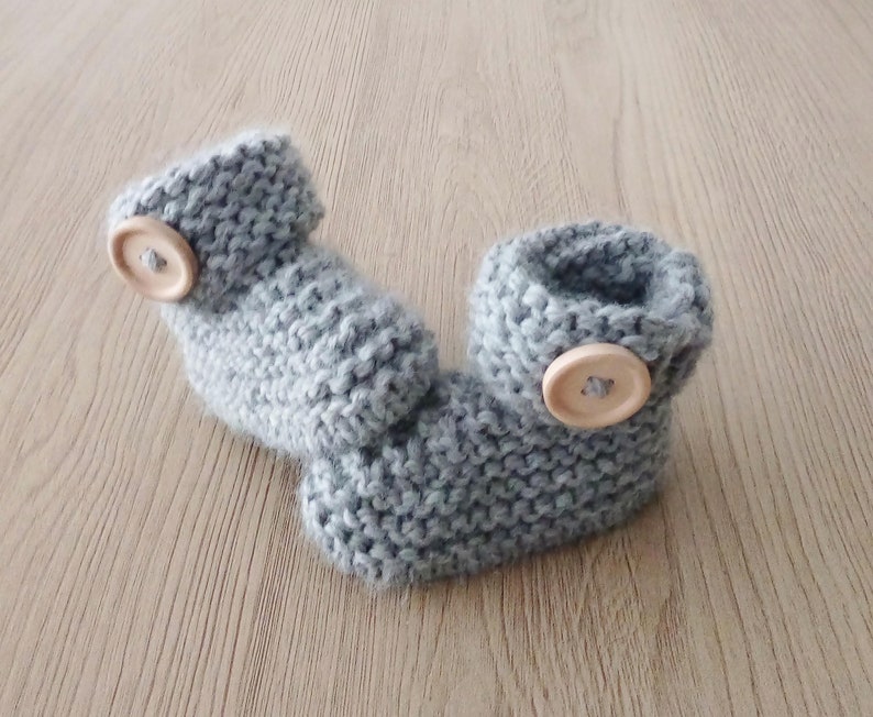 Chaussons bébé chaussons bébé laine laine OEKO-TEX tricot fait main cadeau naissance layette prématuré , Gris