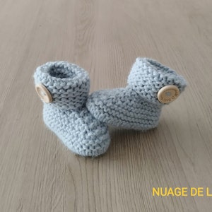 Chaussons bébé chaussons bébé laine laine OEKO-TEX tricot fait main cadeau naissance layette prématuré , image 5