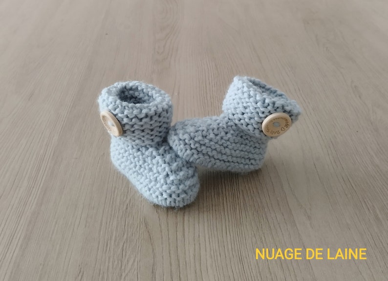 Chaussons bébé chaussons bébé laine laine OEKO-TEX tricot fait main cadeau naissance layette prématuré , Gris clair