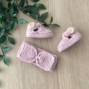 未熟児セット、ベビーヘッドバンド/ベビーブーティ/エコテックスウール/ハンドメイドニットベビー服/環境に優しいウールの出産祝い
