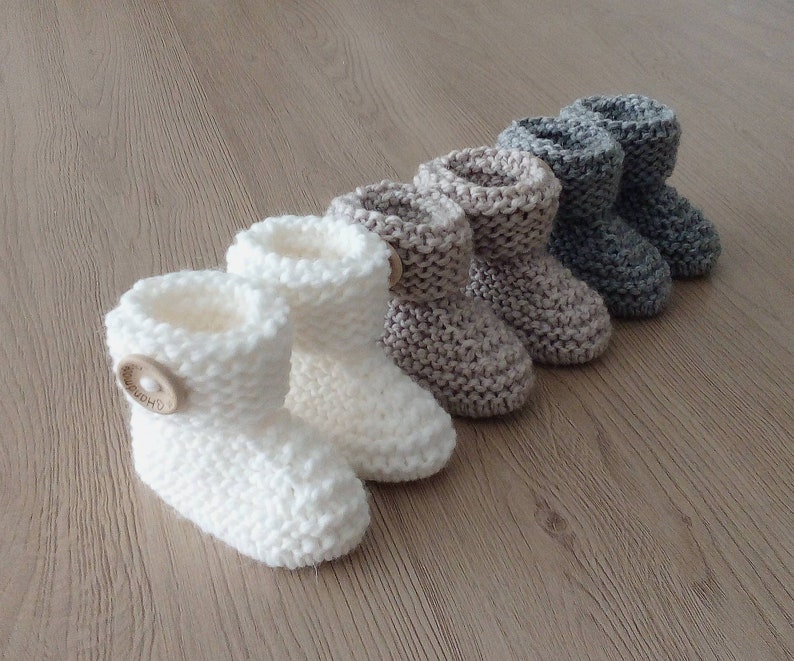 Chaussons bébé chaussons bébé laine laine OEKO-TEX tricot fait main cadeau naissance layette prématuré , image 1