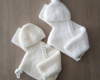 Brassiere bébé laine mérinos, bonnet bébé , laine OEKO TEX , fait main , cadeau naissance , coffret naissance , tricot bébé