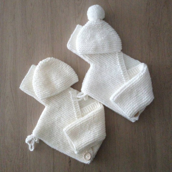 Ensemble naissance bébé brassière, bonnet et chaussons - Blanc - Made in  Bébé