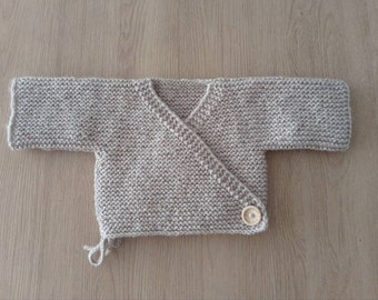 Baby bra / wrap-over bra / OEKO TEX wool / baby wool knit / made in France / birth gift