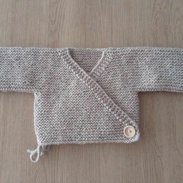 Brassière bébé / brassière cache-coeur / laine OEKO TEX / tricot laine layette / made in France / cadeau naissance