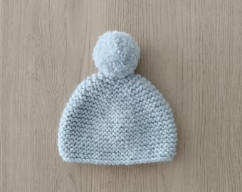 Bonnet bébé , bonnet bébé laine , bonnet tricot fait-main ,  bonnet lutin , béguin bébé , cadeau noël , cadeau naissance , bonnet tricot