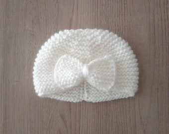 Bonnet bébé / bonnet turban bébé /bonnet laine bébé / bonnet bébé tricot /bonnet naissance / laine OEKO-TEX