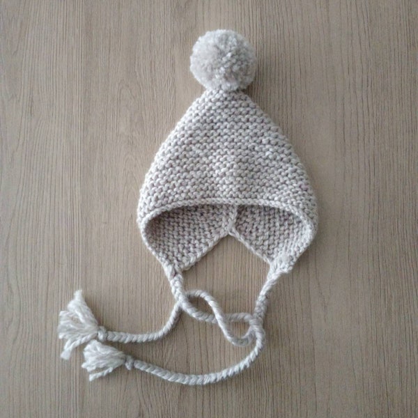 Bonnet bébé / bonnet laine bébé / béguin bébé / laine , layette / bonnet lutin / laine OEKO-TEX, cadeau naissance