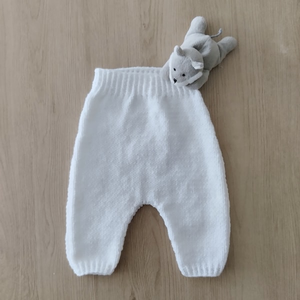 Pantalon bébé , pantalon tricot bébé , layette bébé , laine OEKO TEX