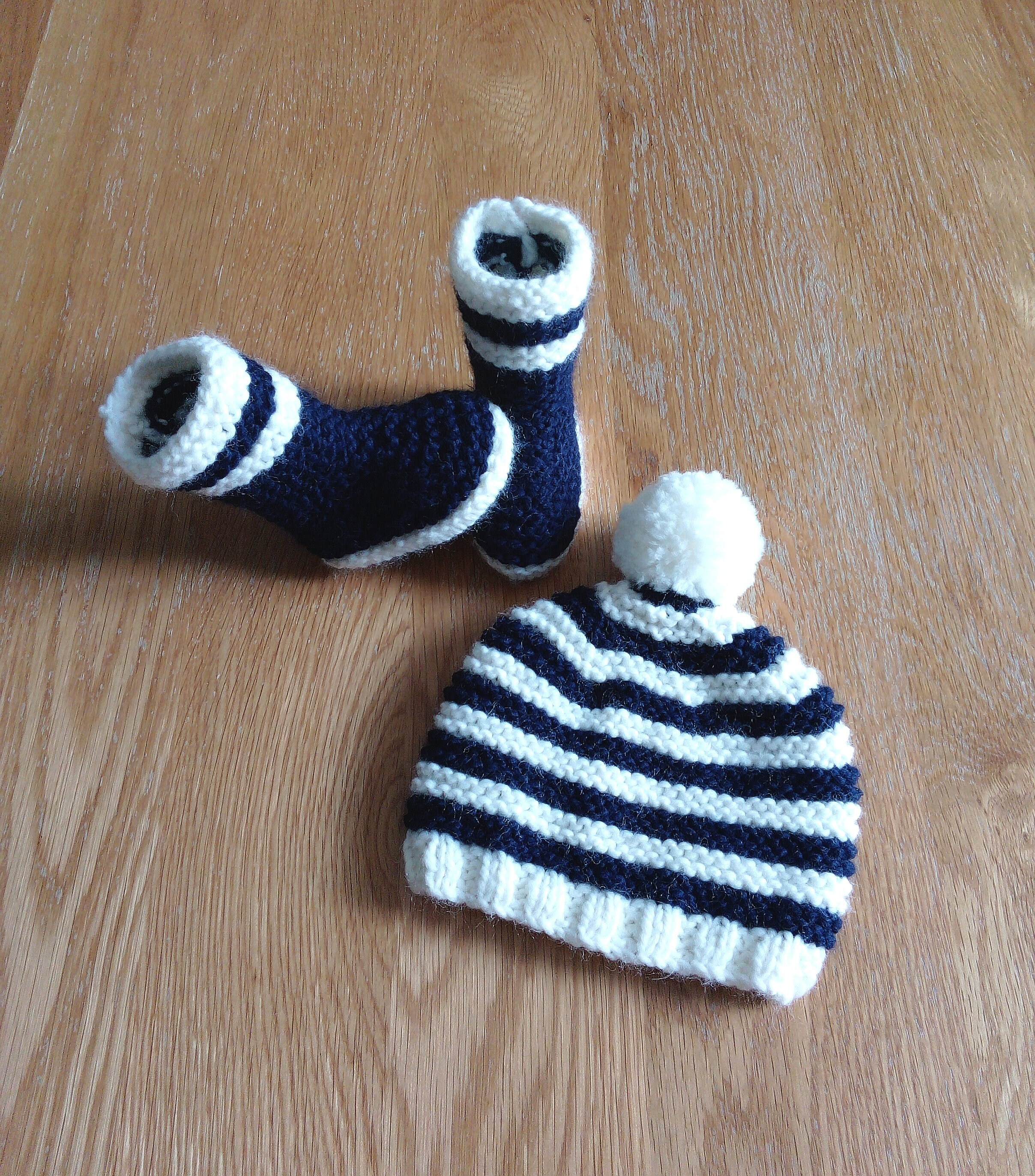 Buy Baby Slippers Hat Set / Baby Sailor Set / Layette Knit