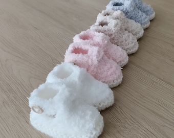 baby slipper, wool baby slippers, OEKO-TEX label, handmade knitting, layette, birth gift, made in France