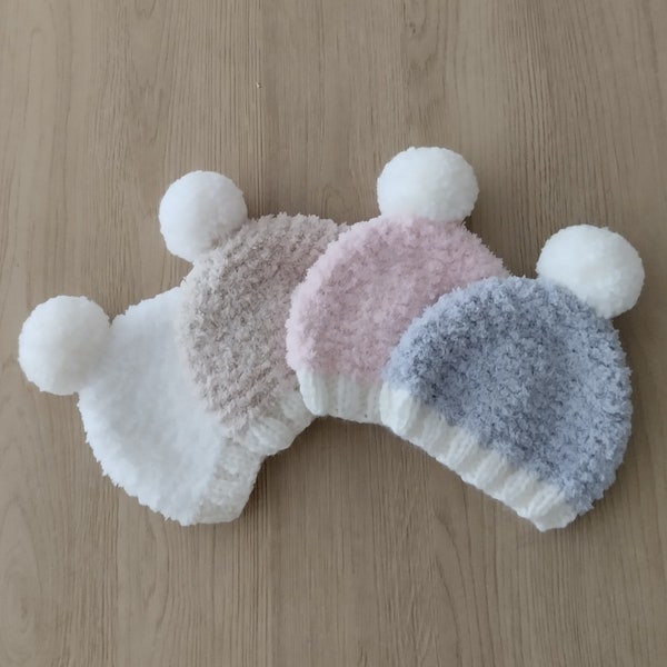 Bonnet bébé / bonnet laine bébé / bonnet pompon bébé / bonnet made in France / fait main /