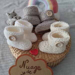 Chaussons bébé chaussons bébé laine laine OEKO-TEX tricot fait main cadeau naissance layette prématuré , image 2